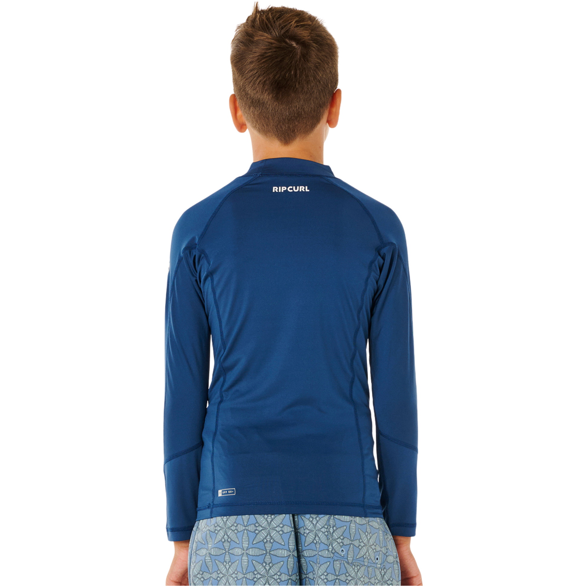 2026 Rip Curl Junior Camiseta De Lycra De Manga Larga Waves UPF 12VBRV - Light Navy